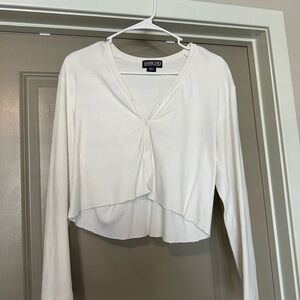 Lands' End Cream Button-Down Top